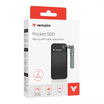 Verbatim Pocket SSD USB 3.2 Gen 2 2TB musta/harmaa, 2 TB, USB Type-C, 3.2 Gen 2 (3.1 Gen 2), 1000 MB/s, 10 Gbit/s, musta, harmaa