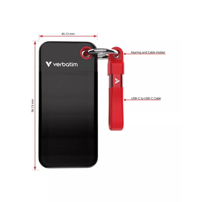 Verbatim Pocket SSD USB 3.2 Gen 2 2 TB musta/punainen