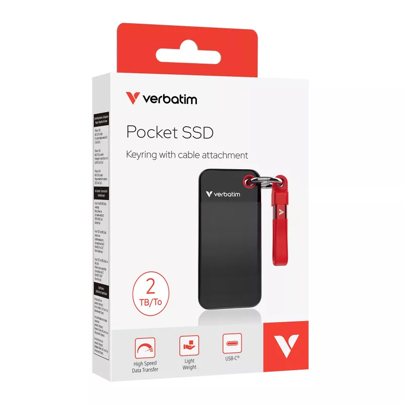 Verbatim Pocket SSD USB 3.2 Gen 2 2 TB musta/punainen