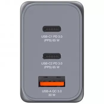 Verbatim GNC-65 GaN-laturi 65W 2 x USB-C PD 65W / 1 x USB-A QC 3.0 (EU/UK/US)