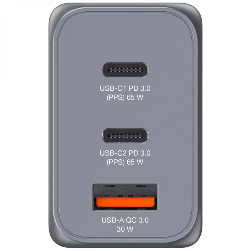 Verbatim GNC-65 GaN-laturi 65W 2 x USB-C PD 65W / 1 x USB-A QC 3.0 (EU/UK/US)