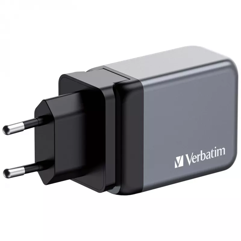Verbatim GNC-65 GaN-laturi 65W 2 x USB-C PD 65W / 1 x USB-A QC 3.0 (EU/UK/US)