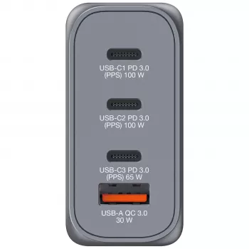 Verbatim GNC-100 GaN-laturi 100W 2 x USB-C PD 100W / 1 x USB-C PD 65W / 1 x USB-A QC 3.0 (EU/UK/US)