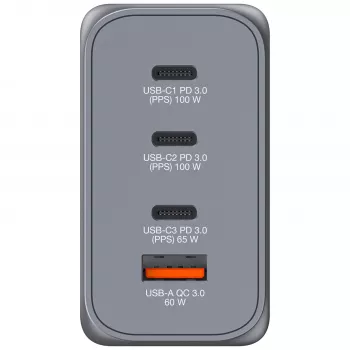 Verbatim GNC-200 GaN-laturi 200W 2 x USB-C PD 100W / 1 x USB-C PD 65W / 1 x USB QC 3.0 (EU/UK/US)