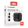Verbatim Mini GaN -laturi 70W 3 porttia US-pistoke EU- ja UK-sovittimilla
