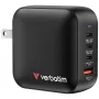 Verbatim Mini GaN -laturi 100W 4 porttia US-pistoke EU- ja UK-sovittimilla