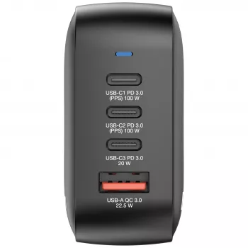 Verbatim Mini GaN -laturi 100W 4 porttia US-pistoke EU- ja UK-sovittimilla