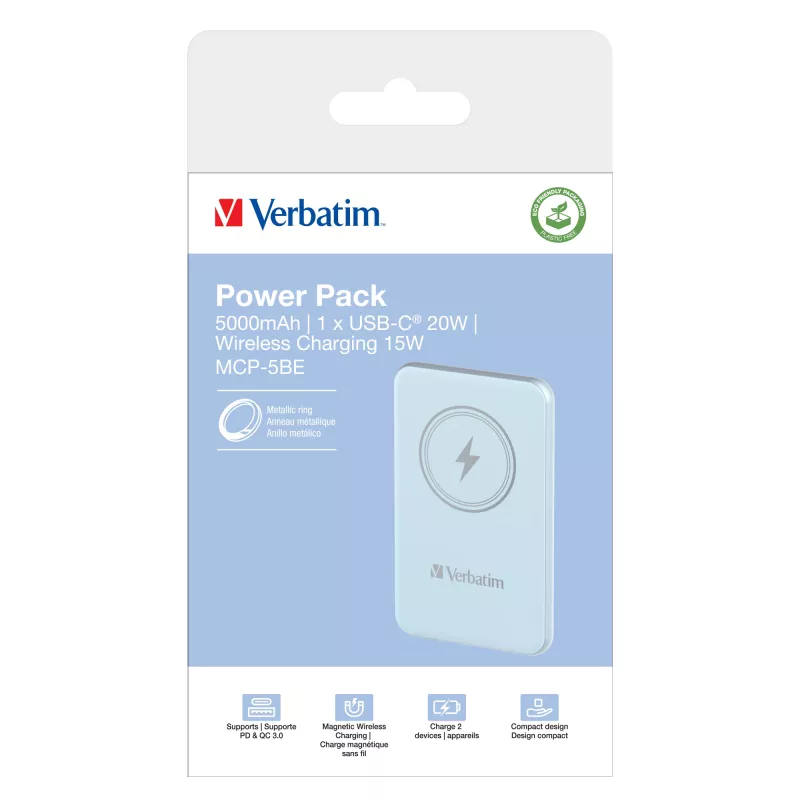 Verbatim Charge 'n' Go magneettinen langaton varavirtalähde 5000 mAh sininen