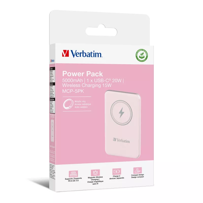 Verbatim Charge 'n' Go magneettinen langaton varavirtalähde 5000mAh pinkki