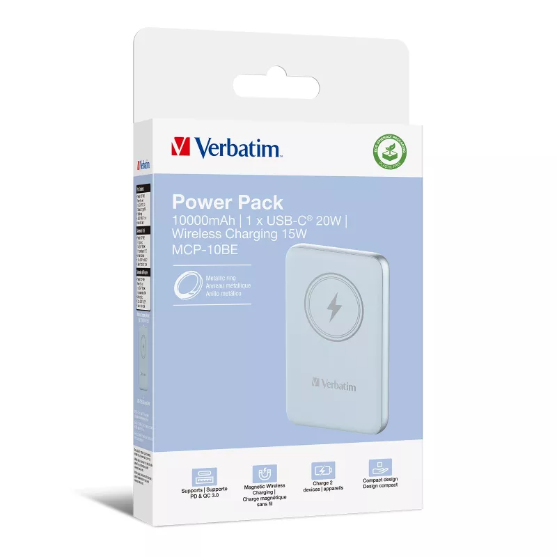 Verbatim Charge 'n' Go magneettinen langaton varavirtalähde 10000mAh sininen