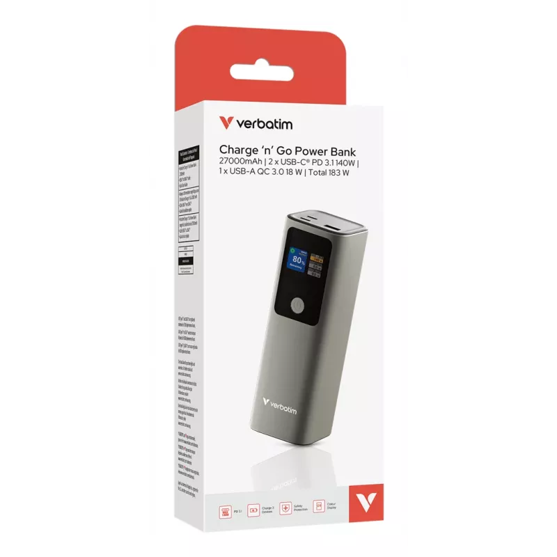 Kannettava akku Verbatim Charge 'n' Go -varavirtalähde 27000mAh