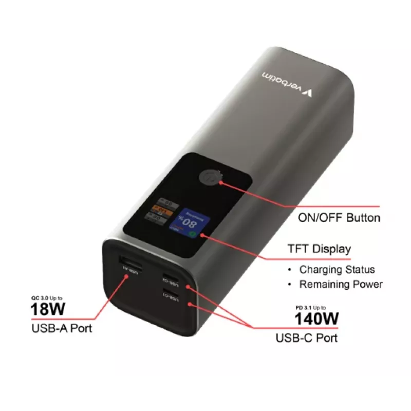 Kannettava akku Verbatim Charge 'n' Go -varavirtalähde 27000mAh