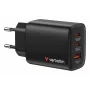 Verbatim Essentials GaN -laturi 65W EU-pistoke musta, sisäkäyttö, AC, 20 V, musta