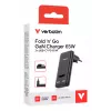 Verbatim Fold 'n' Go GaN -laturi 65W EU-pistoke musta, sisäkäyttö, AC, 20 V, musta