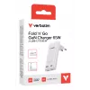 Verbatim Fold 'n' Go GaN -laturi 65W EU-pistoke valkoinen