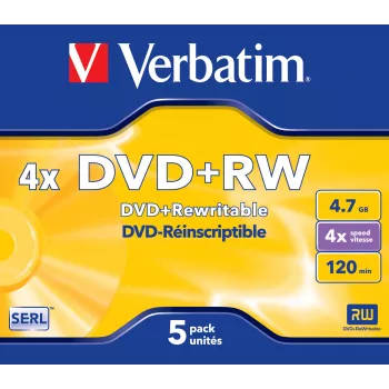 Verbatim VB-DPW44JC, DVD+RW, 120 mm, jewel case, 5 kpl, 4,7 GB