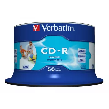 Verbatim CD-R AZO Wide Inkjet Printable no ID 700 MB 52x 50 kpl