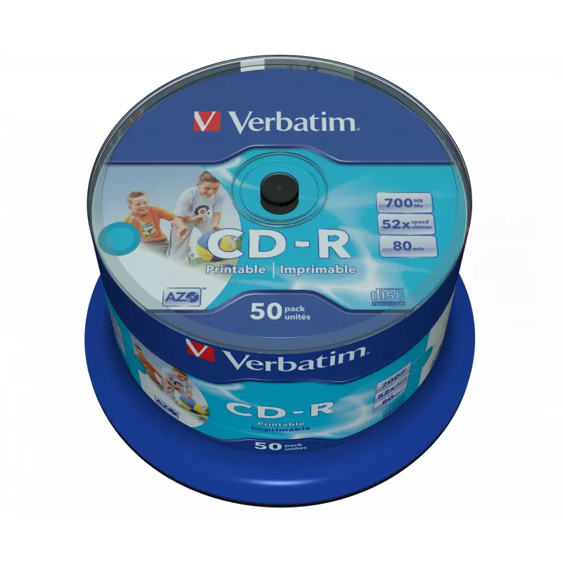 Verbatim CD-R AZO Wide Inkjet Printable no ID 700 MB 52x 50 kpl