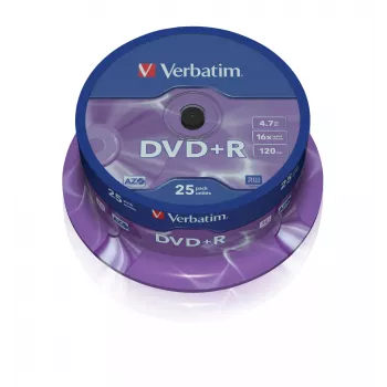 Verbatim VB-DPR47S2A, DVD+R, 120 mm, spindeli, 25 kpl, 4,7 GB