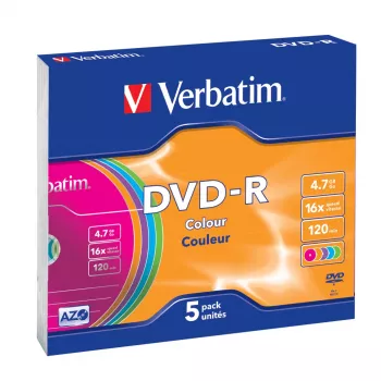 Verbatim DVD-R Colour 4,7 GB 5 kpl