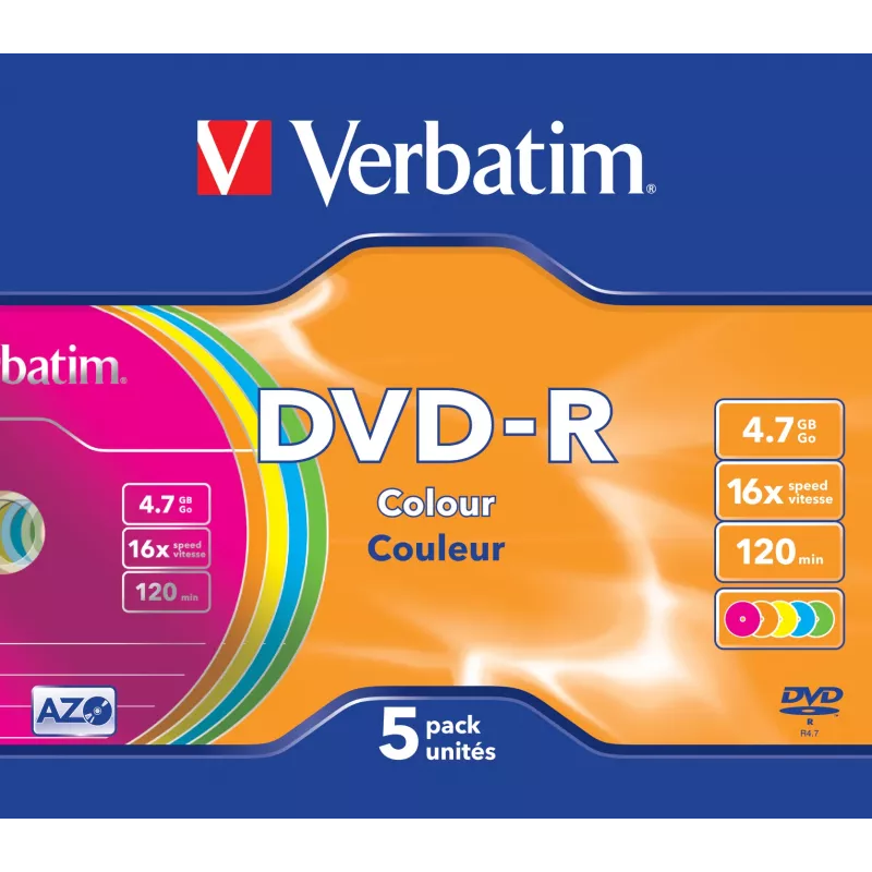 Verbatim DVD-R Colour 4,7 GB 5 kpl
