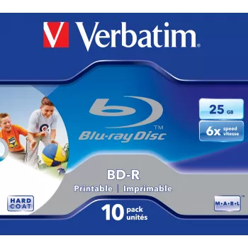 Verbatim BD-R SL 25GB 6x Printable 10 kpl:n pakkaus Jewel Case