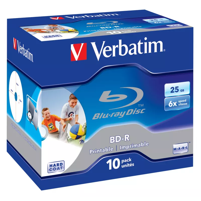 Verbatim BD-R SL 25GB 6x Printable 10 kpl:n pakkaus Jewel Case