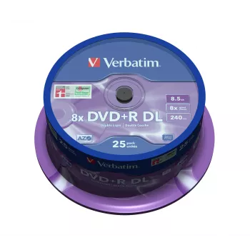 Verbatim DVD+R Double Layer 8x mattahopea 25 kpl spindeli