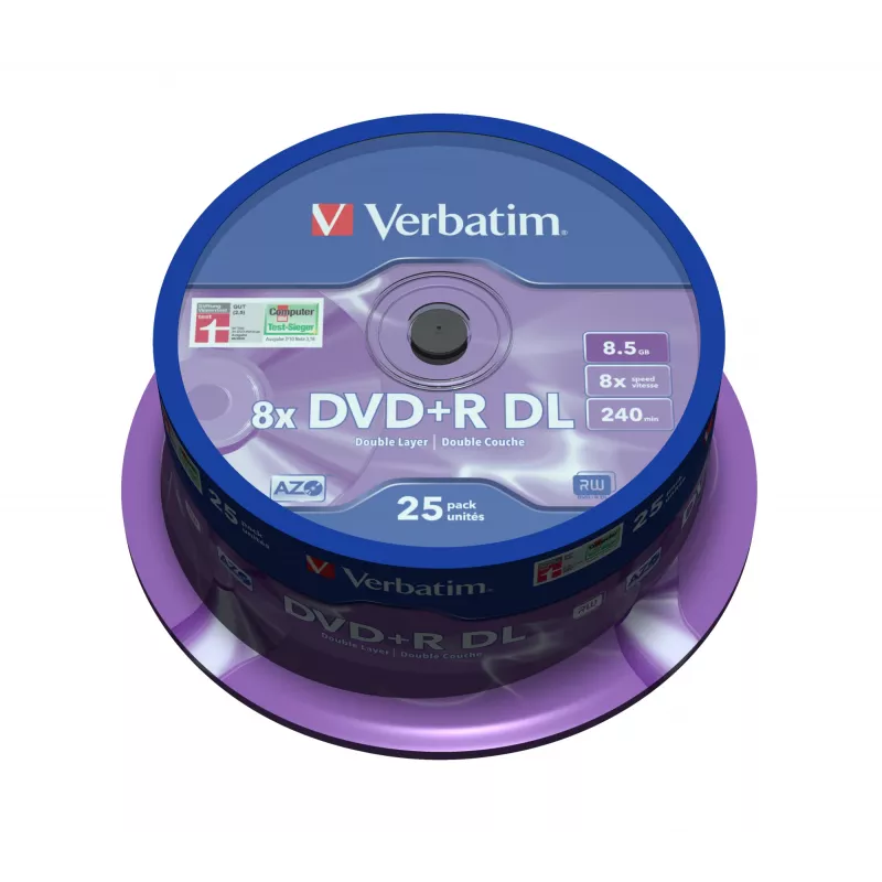 Verbatim DVD+R Double Layer 8x mattahopea 25 kpl spindeli