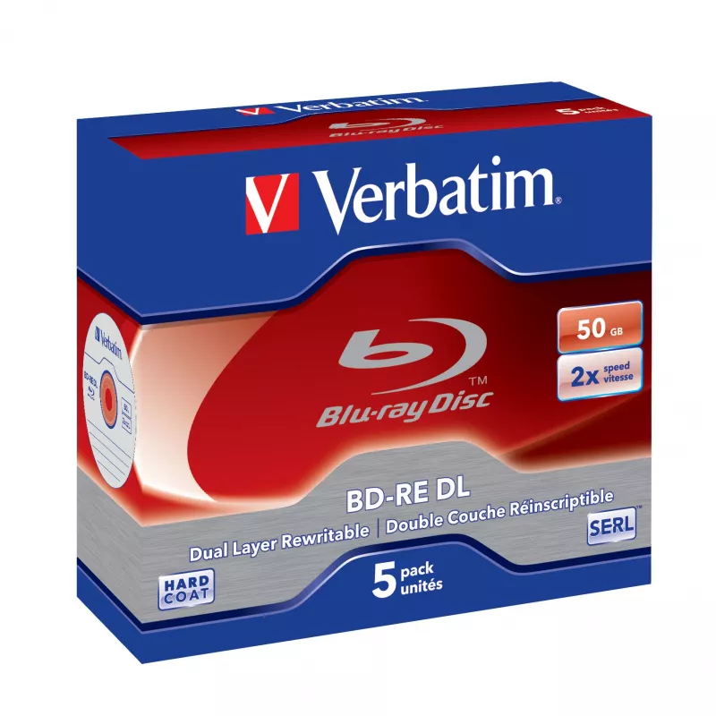 Verbatim BD-RE DL 50GB 2 x 5 kpl:n pakkaus Jewel Case 5 kpl