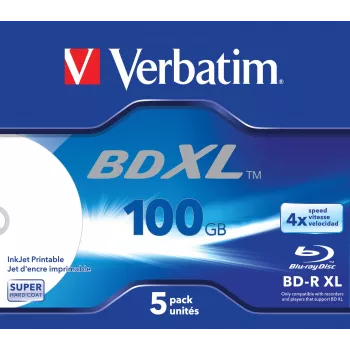 Verbatim BD-R XL 100GB* 4x Wide Inkjet Printable 5 kpl Jewel Case