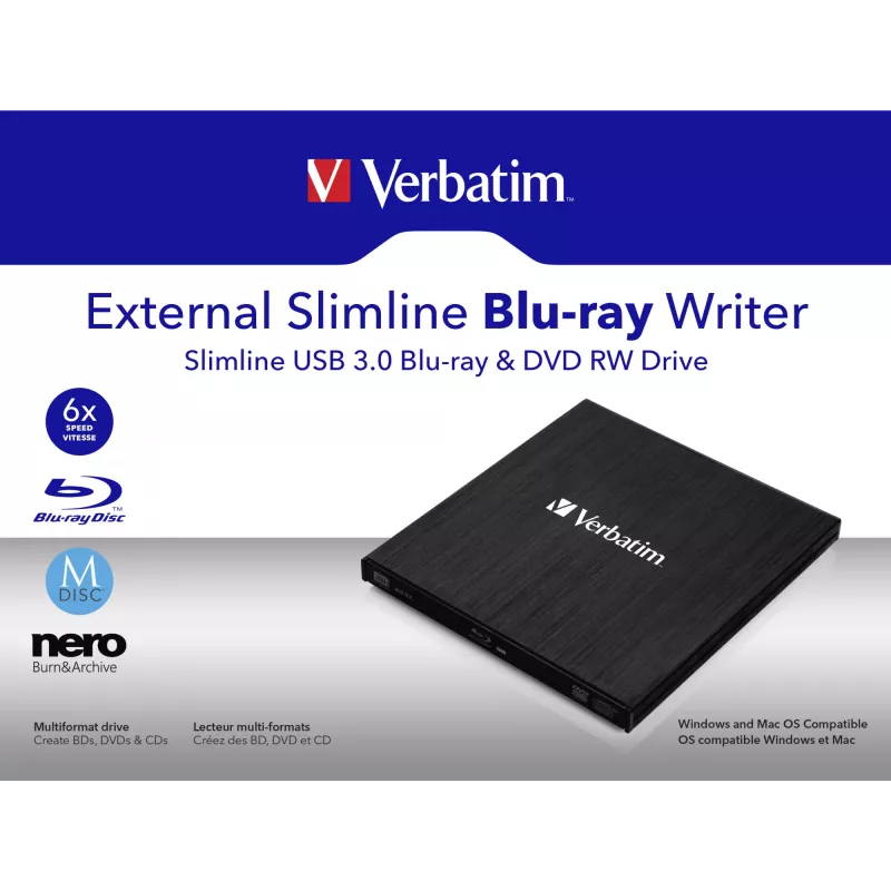 Ulkoinen Slimline-asema Blu-Ray RW Verbatim 43890