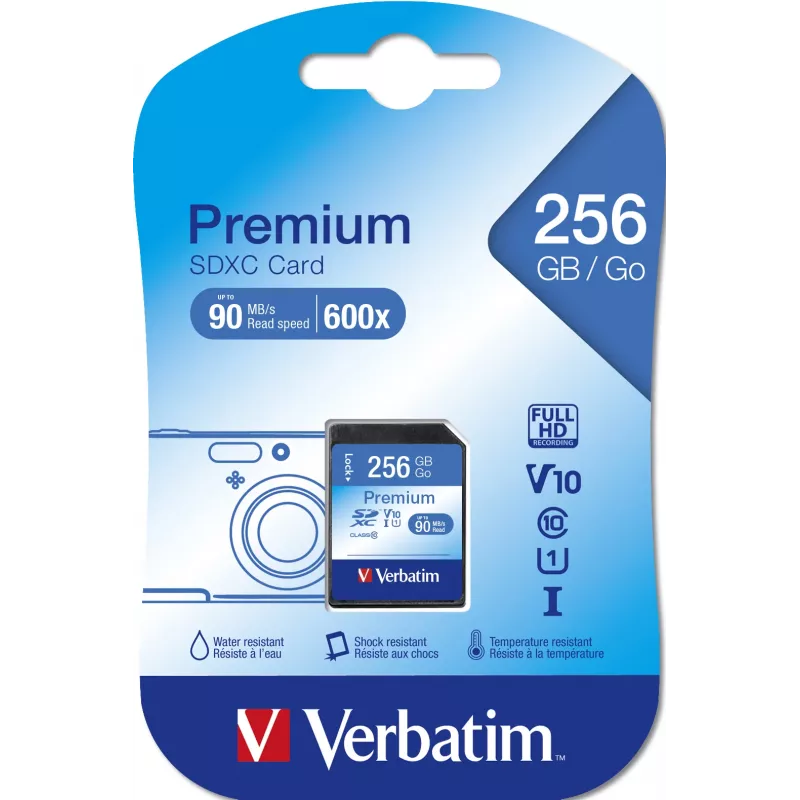 Flash-muisti Verbatim Premium 256 GB SDXC UHS-I Class 10