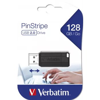 Verbatim PinStripe - USB-muistitikku 128 GB - musta