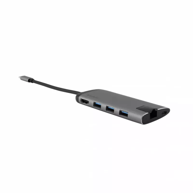 Verbatim 49142 kannettavan telakka/porttireplikaattori USB 3.2 Gen 1 (3.1 Gen 1) Type-C musta, hopea