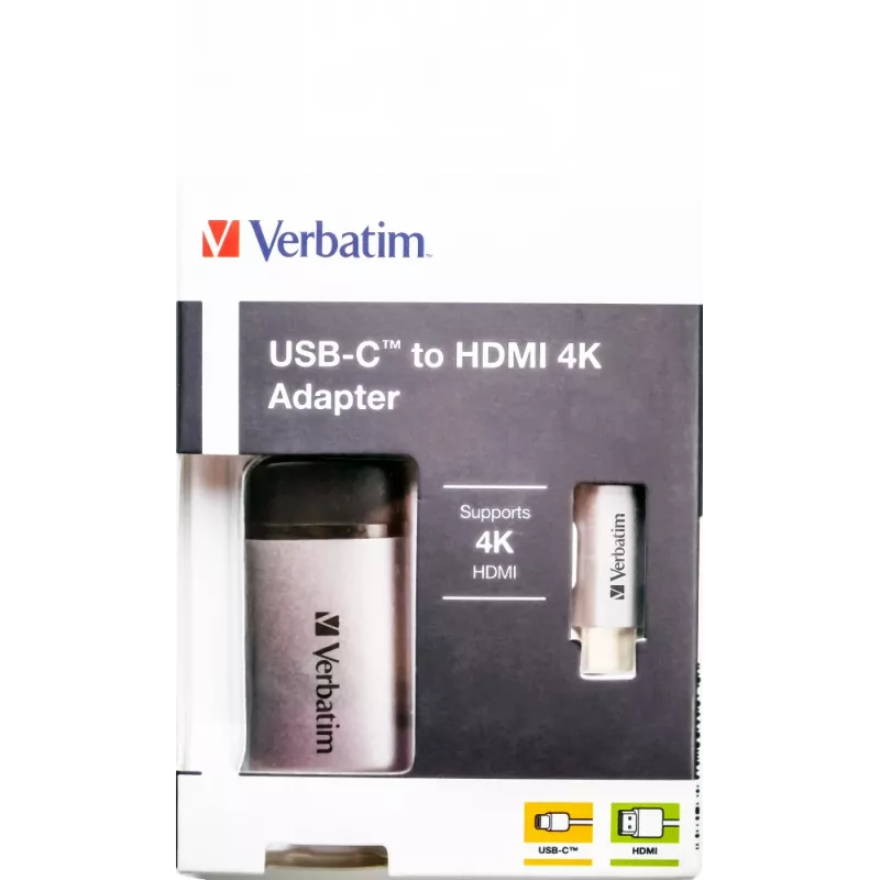 Verbatim 49143 videokaapeliadapteri 0,1 m USB Type-C HDMI musta, hopea