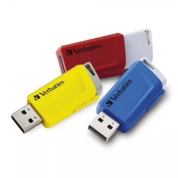 Verbatim Store 'n' Click - USB 2.0 -muistitikku 3.2 GEN1 - 3x16 GB - punainen/sininen/keltainen
