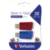 Verbatim Store 'n' Click - USB-muistitikku 2.0 (3.2 GEN1) - 2x32 GB - punainen/sininen