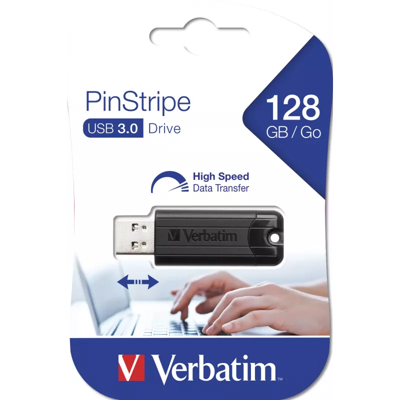 Verbatim PinStripe 3.0 – USB 3.0 -muistitikku 128 GB – musta