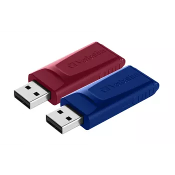Verbatim Slider – USB-muistitikku – 2x32 GB – sininen/punainen, 32 GB, USB Type-A, 2.0, Slide, 8 g, sininen, punainen