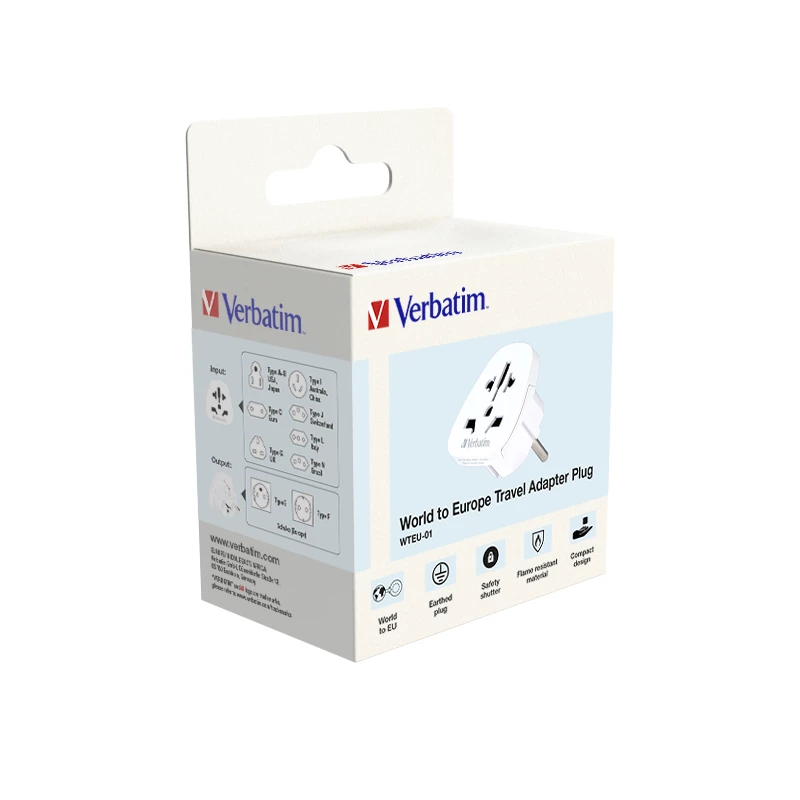 Verbatim 49541 verkkovirtasovitin universaali tyyppi E/F hybridi valkoinen