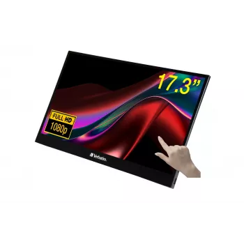 Verbatim 49593 tietokonenäyttö 43,9 cm (17,3 inch) 1920 x 1080 pikseliä Full HD LCD kosketusnäyttö musta