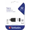 Verbatim Nano - USB 2.0 -asema Micro USB -sovittimella 32 GB - musta