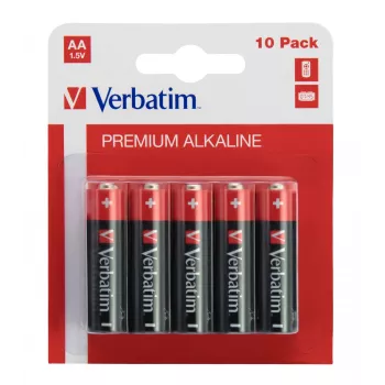 Verbatim AA alkaliparistot, kertakäyttöparisto, AA, alkaliparisto, 1,5 V, 10 kpl, musta, punainen