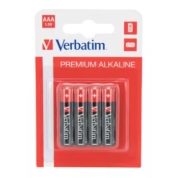 Verbatim AAA 4 blister-pakkaus alkaliparistoja, kertakäyttöparisto, AAA, alkaliparisto, 1,5 V, 4 kpl, monivärinen