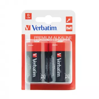 Verbatim D alkaliparistot, kertakäyttöparisto, alkaliparisto, 1,5 V, 2 kpl, monivärinen, 34,2 mm