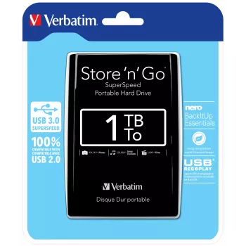 Verbatim Store 'n' Go USB 3.0 kannettava kiintolevy 1TB musta