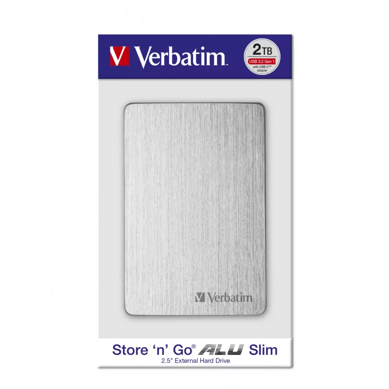 Verbatim Store 'n' Go ALU ohut kannettava kiintolevy 2 TB hopea