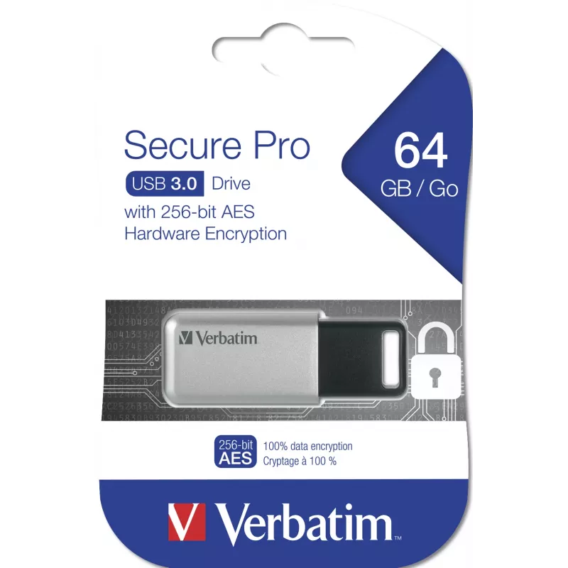 Verbatim Secure Pro - USB 3.0 -asema 64 GB - hopea