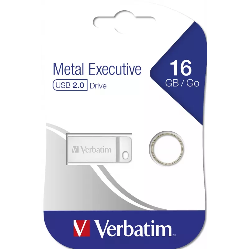 USB-muistitikku VERBATIM Metal Executive 16 GB, USB 2.0 Type-A, hopea, kanneton